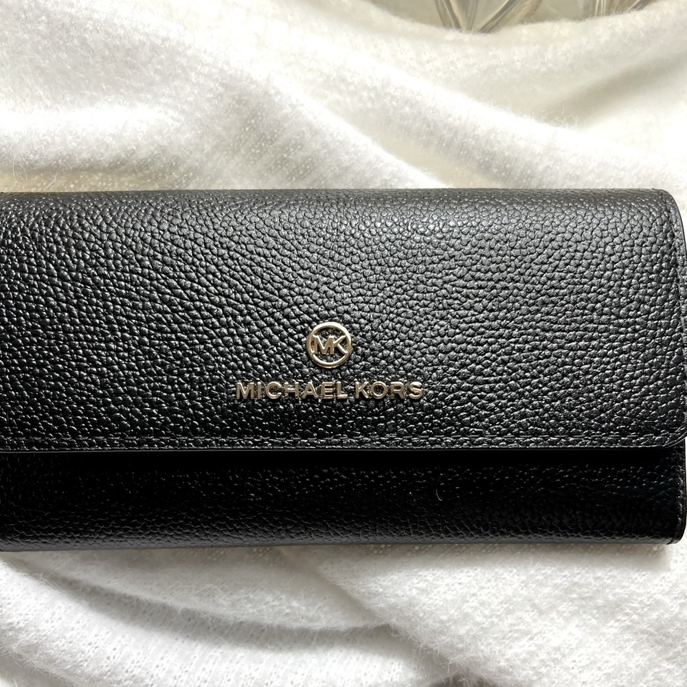 Large Pebbled Leather Tri-Fold Wallet